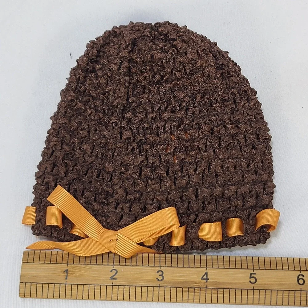Thanksgiving Baby Hat Turkey Crochet Beanie Brown Flower Ribbon Infant Premie